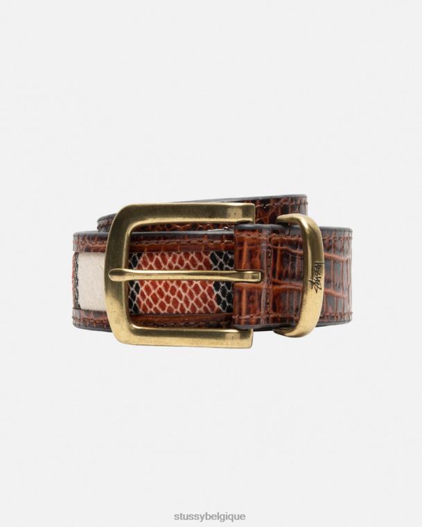 autres ceinture superposée en cuir unisexe Cognac STUSSY V46H435