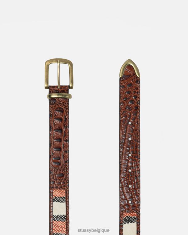 autres ceinture superposée en cuir unisexe Cognac STUSSY V46H435