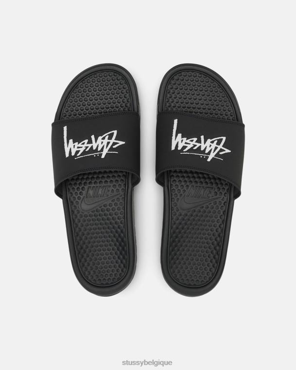 autres toboggan benassi unisexe noir cassé/blanc STUSSY X NIKE V46H437