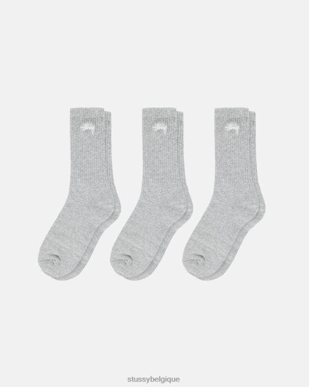 chaussettes chaussettes d'équipage - pack de 3 unisexe gris chiné STUSSY V46H451
