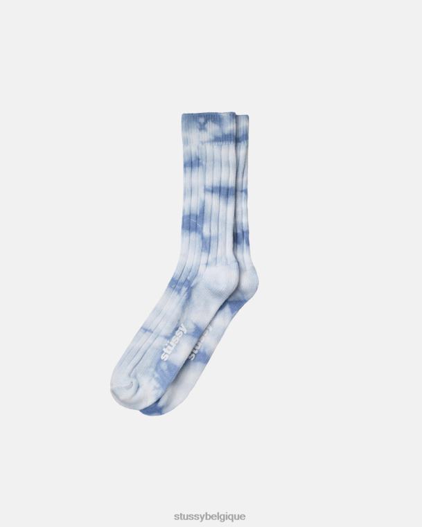 chaussettes chaussettes mi-mollet côtelées teintes unisexe bleu STUSSY V46H458