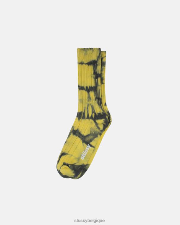 chaussettes chaussettes mi-mollet côtelées teintes unisexe curcuma STUSSY V46H455