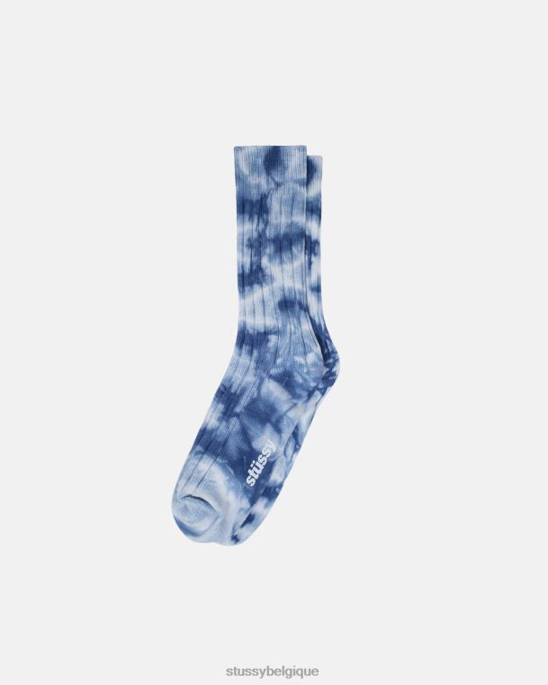 chaussettes chaussettes mi-mollet côtelées teintes unisexe indigo STUSSY V46H460