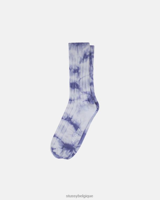 chaussettes chaussettes mi-mollet côtelées teintes unisexe lavande STUSSY V46H459
