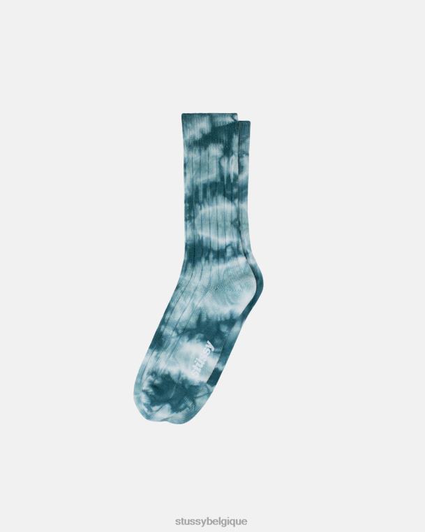 chaussettes chaussettes mi-mollet côtelées teintes unisexe sarcelle STUSSY V46H461