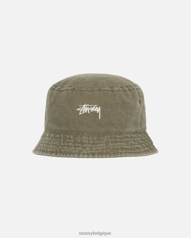 couvre-chef bob en stock délavé unisexe olive STUSSY V46H488