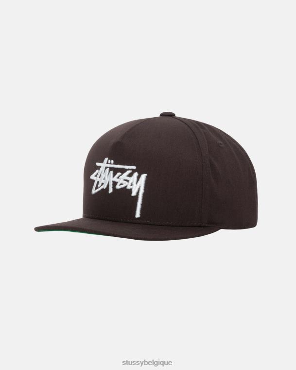 couvre-chef grand chapeau de couronne de point de stock unisexe brun STUSSY V46H406