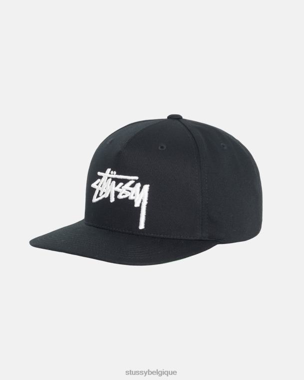 couvre-chef grand chapeau de couronne de point de stock unisexe noir STUSSY V46H405