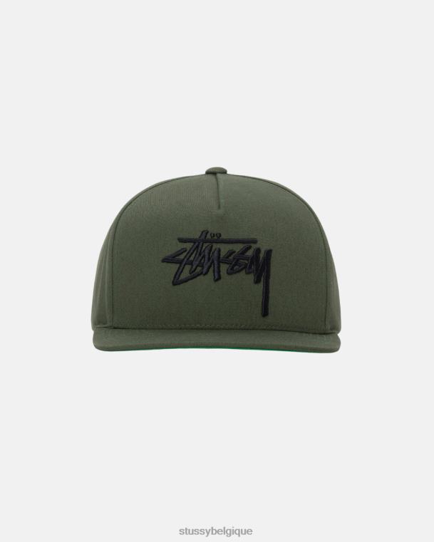 couvre-chef grand chapeau de couronne de point de stock unisexe olive clair STUSSY V46H411
