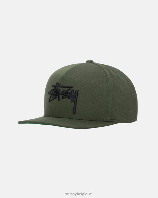 couvre-chef grand chapeau de couronne de point de stock unisexe olive clair STUSSY V46H411
