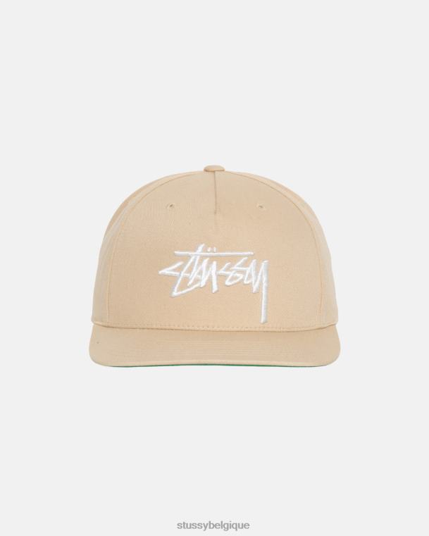 couvre-chef grand chapeau de couronne de point de stock unisexe sable STUSSY V46H407