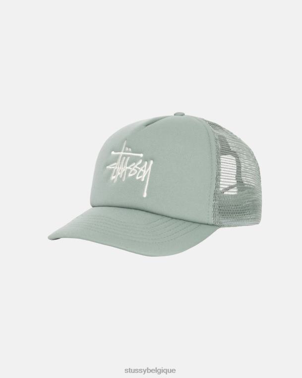 couvre-chef grande casquette de camionneur de base unisexe olive clair STUSSY V46H375