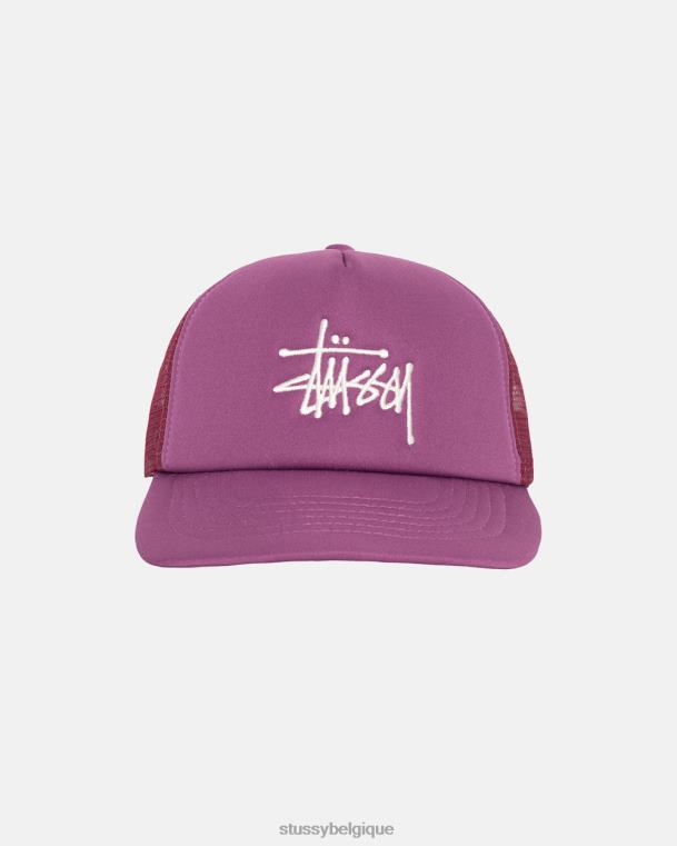 couvre-chef grande casquette de camionneur de base unisexe prune STUSSY V46H374
