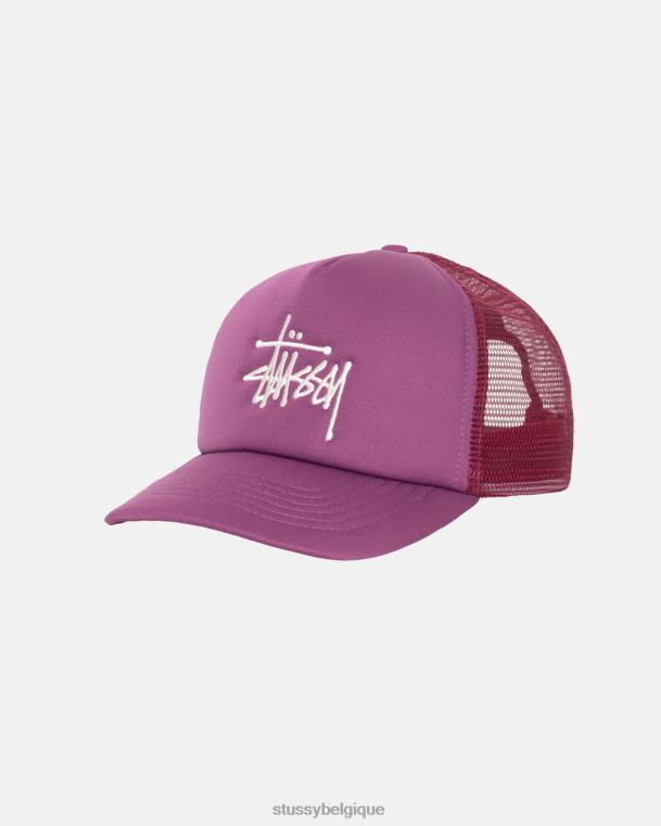 couvre-chef grande casquette de camionneur de base unisexe prune STUSSY V46H374