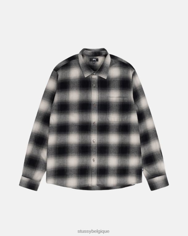 haut et chemises chemise à carreaux baie unisexe charbon STUSSY V46H520