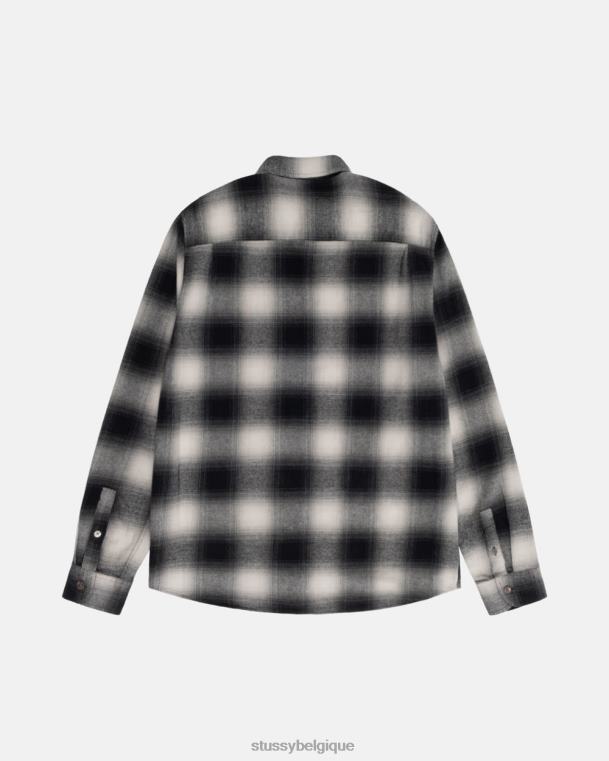haut et chemises chemise à carreaux baie unisexe charbon STUSSY V46H520
