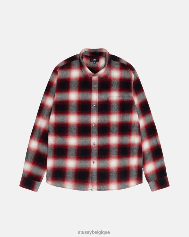 haut et chemises chemise à carreaux baie unisexe rouge STUSSY V46H519