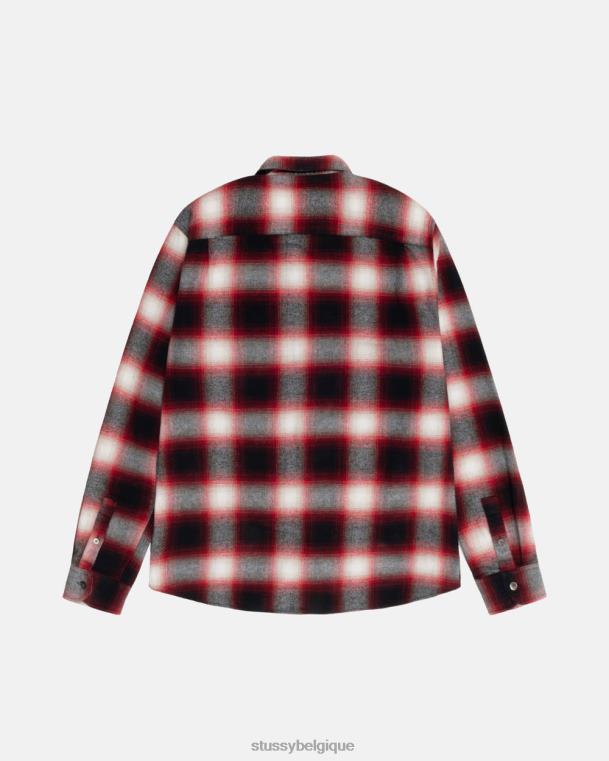 haut et chemises chemise à carreaux baie unisexe rouge STUSSY V46H519