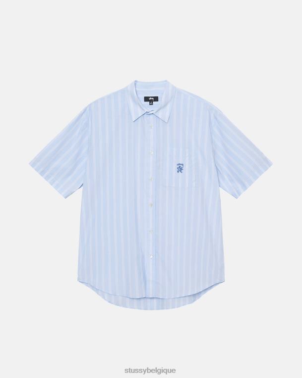 haut et chemises chemise ss carrée à rayures unisexe lt. bande bleue STUSSY V46H501