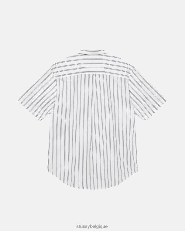 haut et chemises chemise ss carrée à rayures unisexe rayure blanc cassé STUSSY V46H502