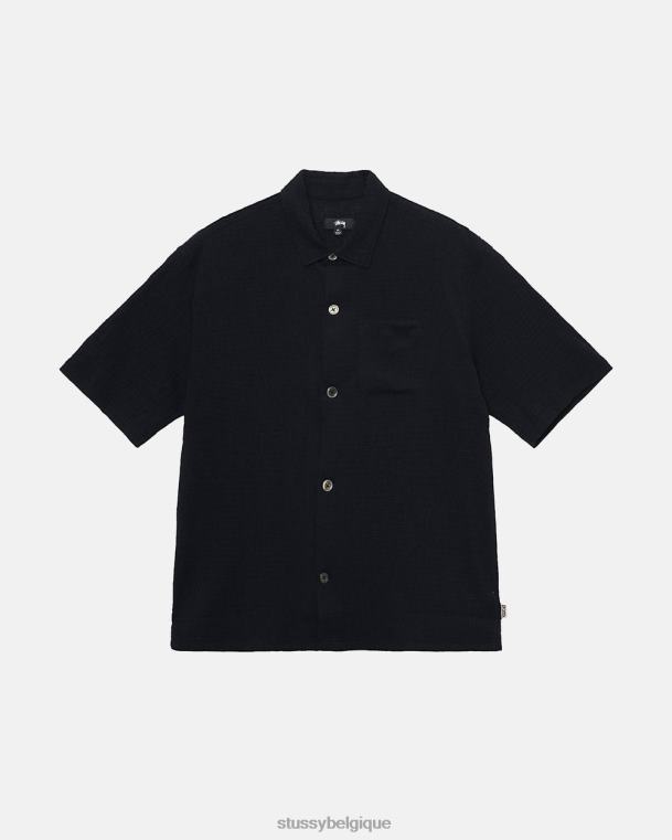 haut et chemises chemise ss vichy froissé unisexe noir STUSSY V46H514