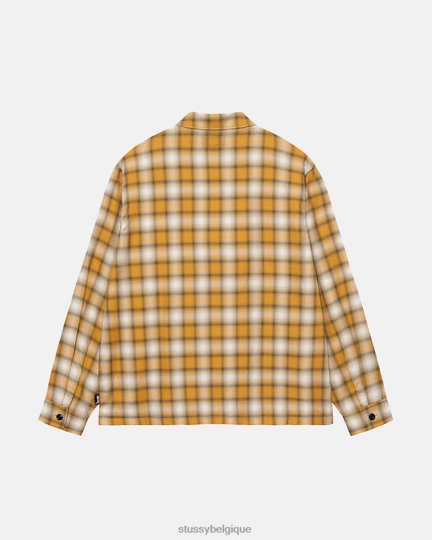 haut et chemises chemise zippée à carreaux eddie unisexe moutarde STUSSY V46H500