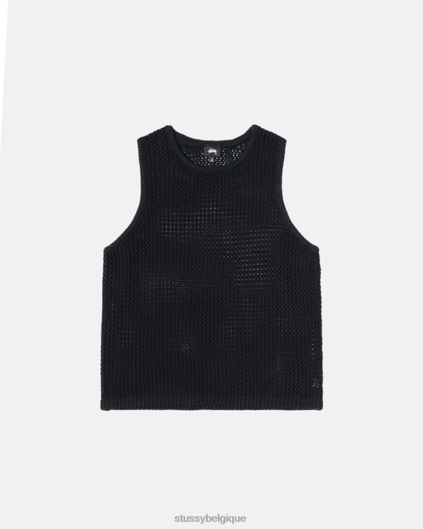 haut et chemises débardeur en maille épaisse o'dyed unisexe noir solide STUSSY V46H505