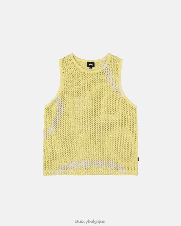 haut et chemises débardeur en maille épaisse o'dyed unisexe tie-dye jaune STUSSY V46H503