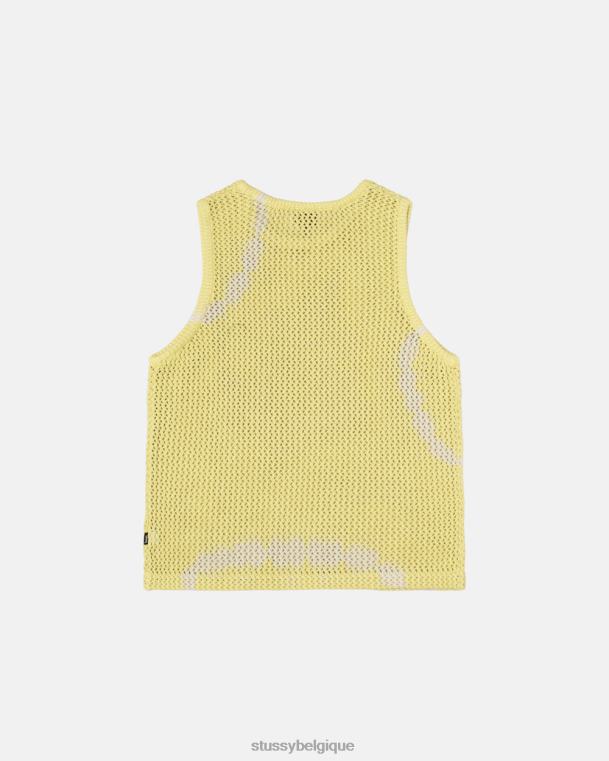 haut et chemises débardeur en maille épaisse o'dyed unisexe tie-dye jaune STUSSY V46H503