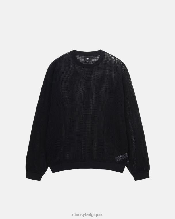 haut et chemises maille de coton ls crew unisexe noir STUSSY V46H510
