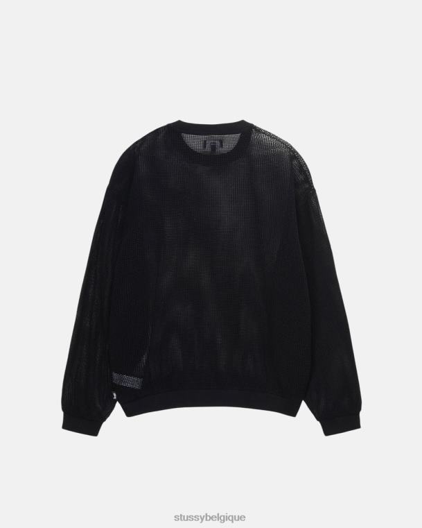 haut et chemises maille de coton ls crew unisexe noir STUSSY V46H510