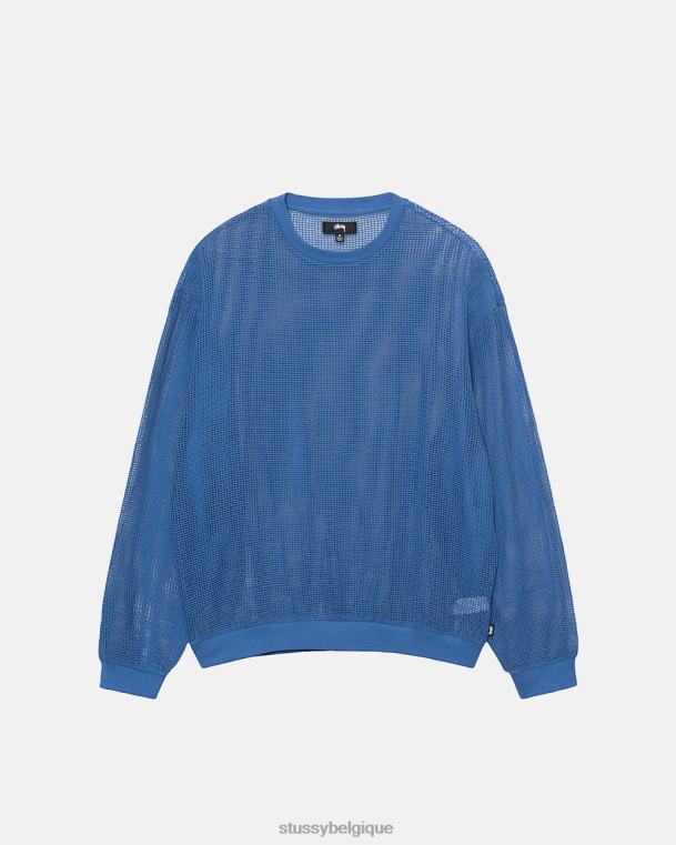 haut et chemises maille de coton ls crew unisexe océan bleu STUSSY V46H508