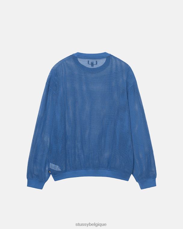 haut et chemises maille de coton ls crew unisexe océan bleu STUSSY V46H508