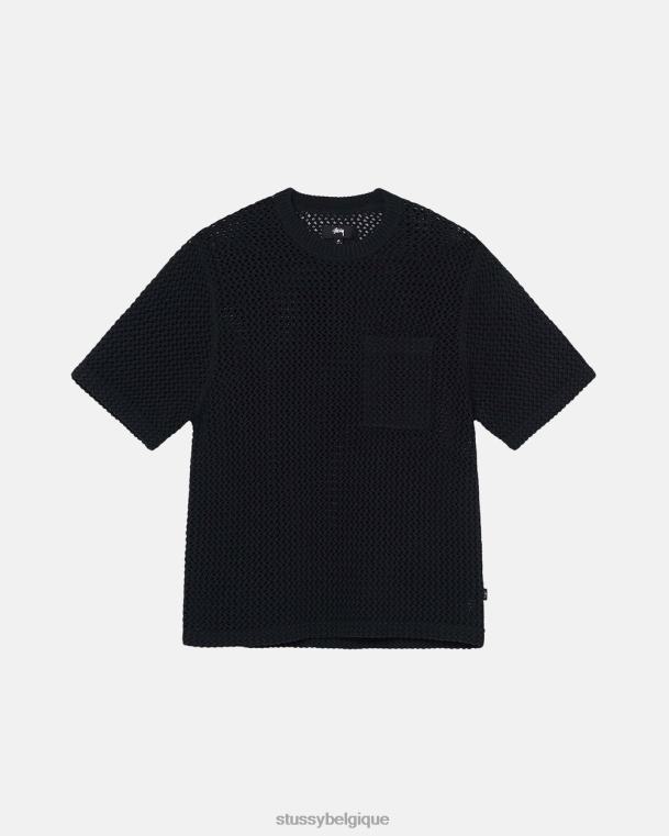 haut et chemises équipage en maille lourde o'dyed unisexe noir solide STUSSY V46H506