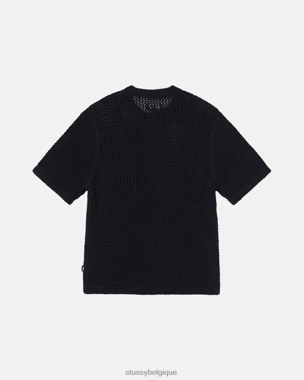 haut et chemises équipage en maille lourde o'dyed unisexe noir solide STUSSY V46H506