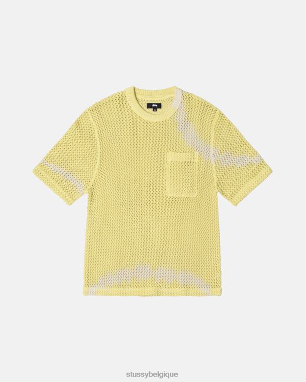 haut et chemises équipage en maille lourde o'dyed unisexe tie-dye jaune STUSSY V46H504