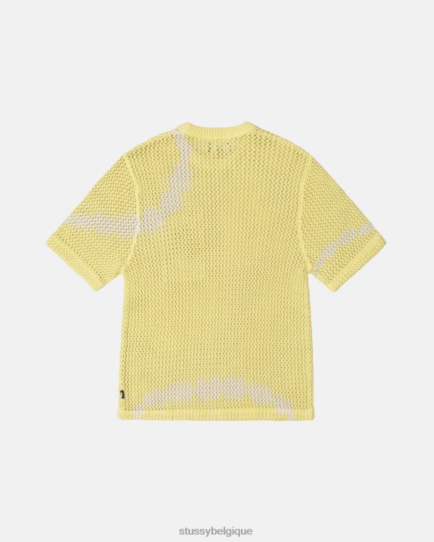 haut et chemises équipage en maille lourde o'dyed unisexe tie-dye jaune STUSSY V46H504