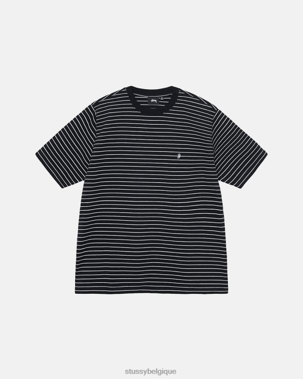 haut et chemises équipage ss à rayures unisexe noir STUSSY V46H494