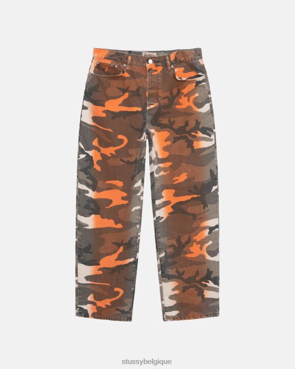 pantalon jean big ol' à teinture par pulvérisation unisexe camouflage orange STUSSY V46H324