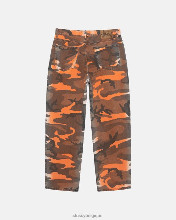 pantalon jean big ol' à teinture par pulvérisation unisexe camouflage orange STUSSY V46H324