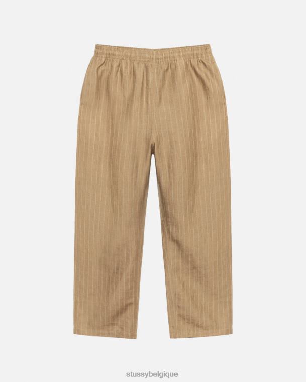 pantalon notre pantalon réduit d'atelier hérité unisexe lin beige STUSSY V46H305