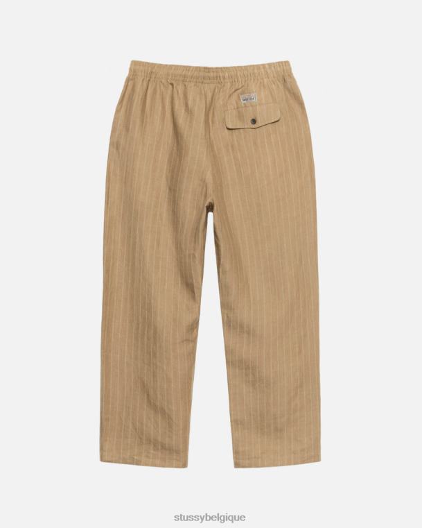 pantalon notre pantalon réduit d'atelier hérité unisexe lin beige STUSSY V46H305
