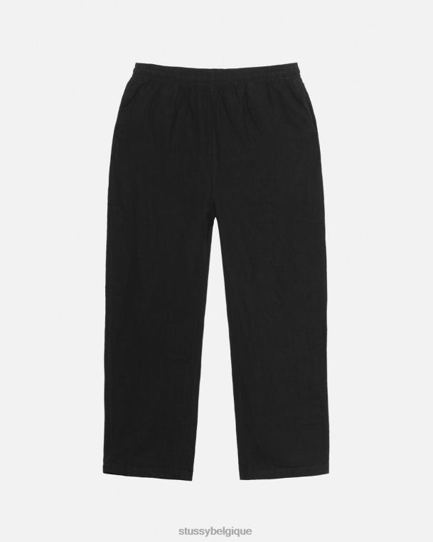pantalon notre pantalon réduit d'atelier hérité unisexe lin noir surteint STUSSY V46H304