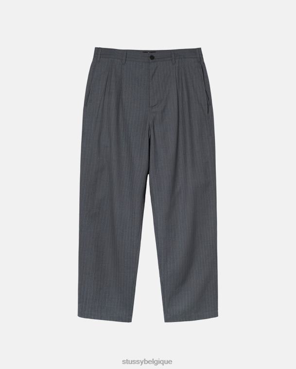 pantalon pantalon plissé à rayures unisexe gris STUSSY V46H307