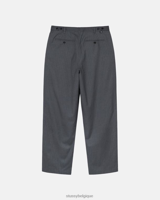 pantalon pantalon plissé à rayures unisexe gris STUSSY V46H307