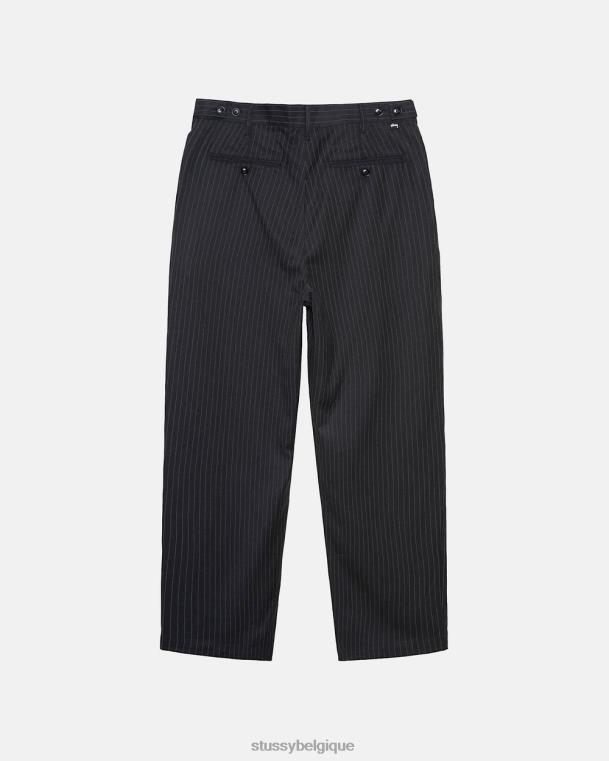 pantalon pantalon plissé à rayures unisexe noir STUSSY V46H306