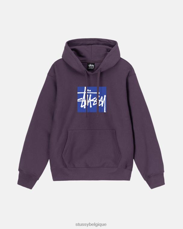 sueurs boîte de stock à capuche unisexe raisin STUSSY V46H182