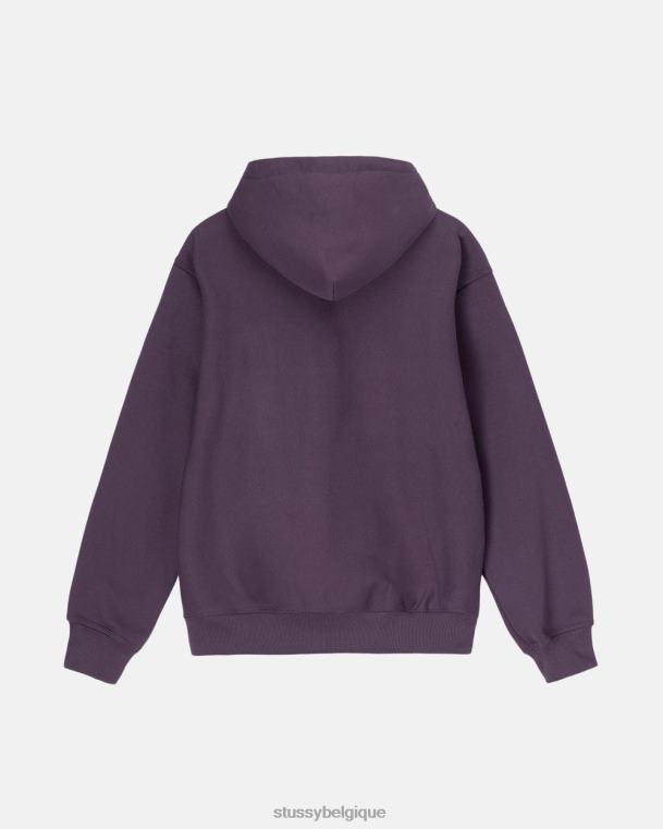 sueurs boîte de stock à capuche unisexe raisin STUSSY V46H182