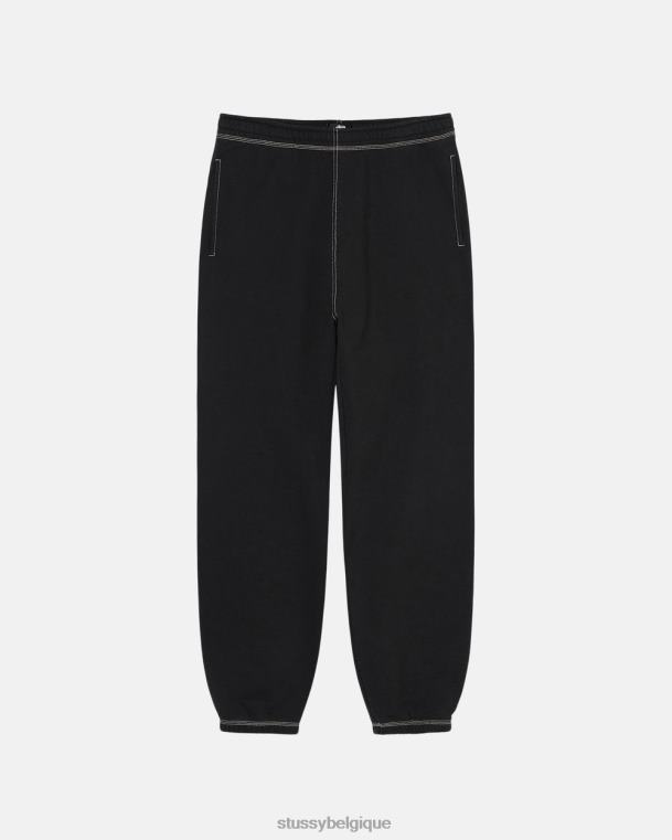 sueurs pantalon à étiquette à coutures contrastantes unisexe noir STUSSY V46H212