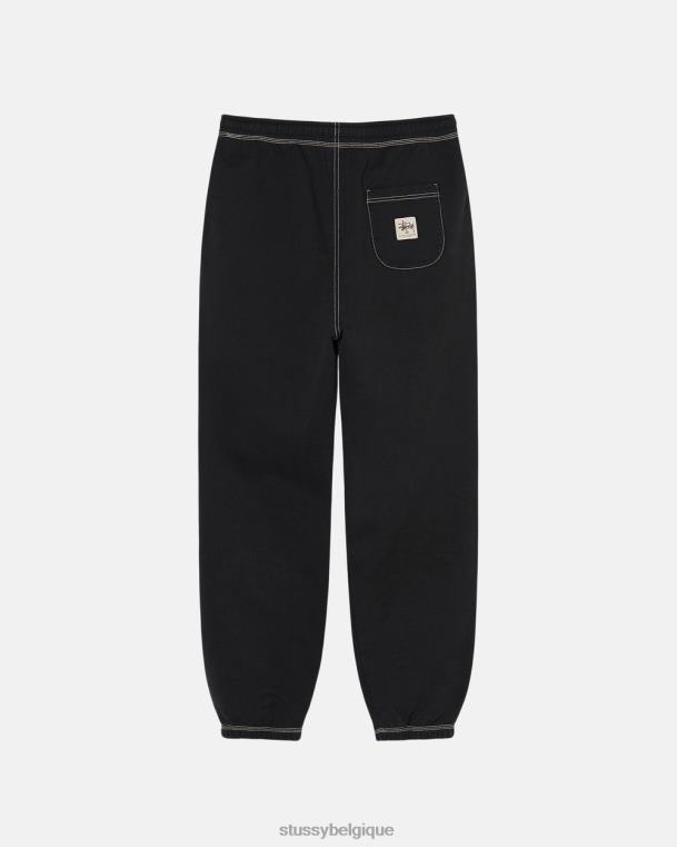 sueurs pantalon à étiquette à coutures contrastantes unisexe noir STUSSY V46H212